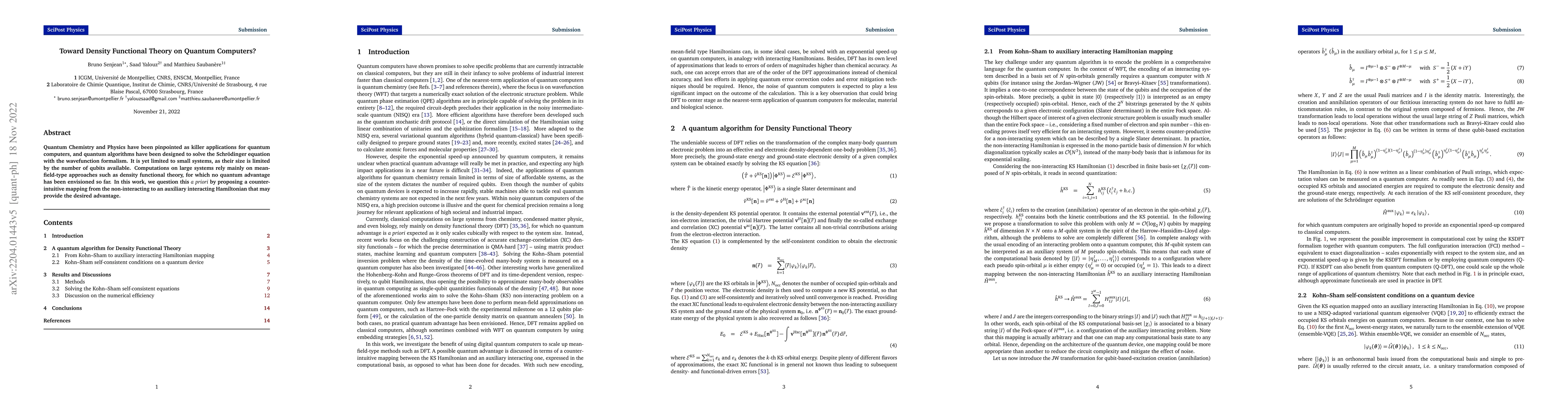Thumbnail for Toward Density Functional Theory on Quantum Computers?