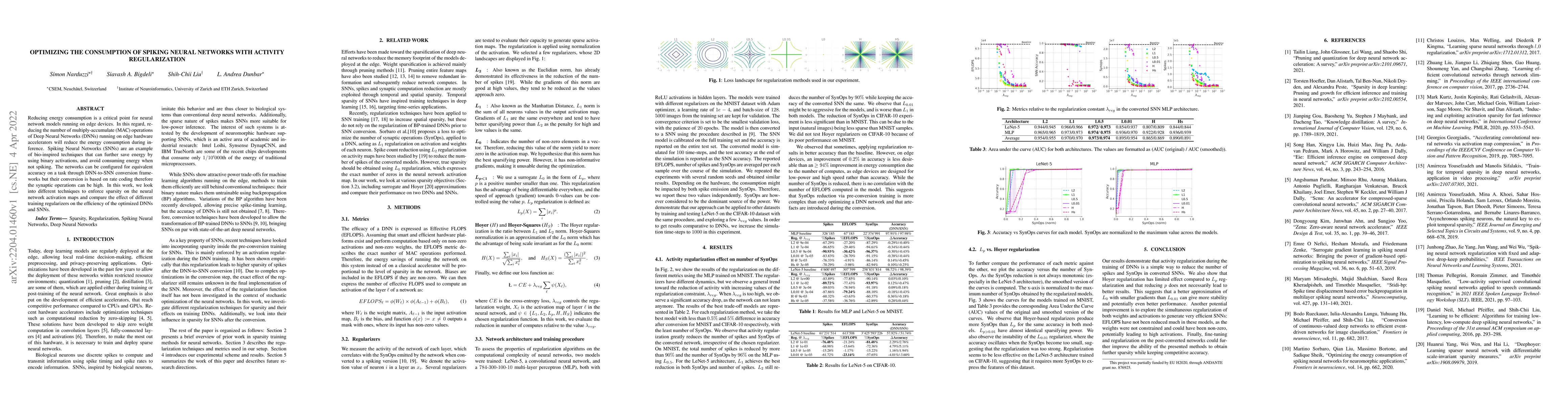 Thumbnail for Optimizing the Consumption of Spiking Neural Networks with Activity
  Regularization