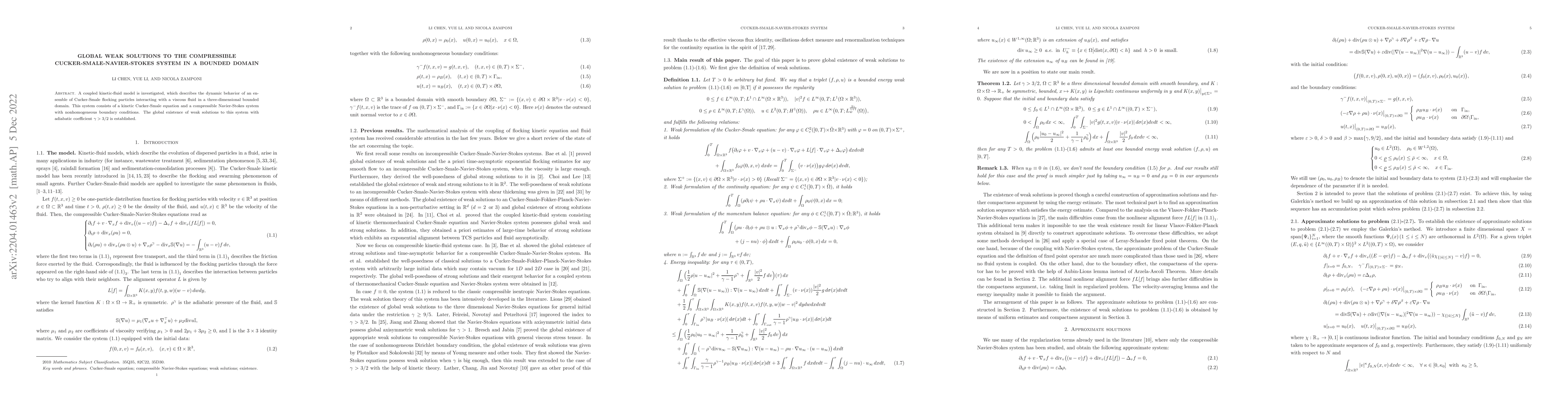 Thumbnail for Global weak solutions to the compressible Cucker-Smale-Navier-Stokes
  system in a bounded domain