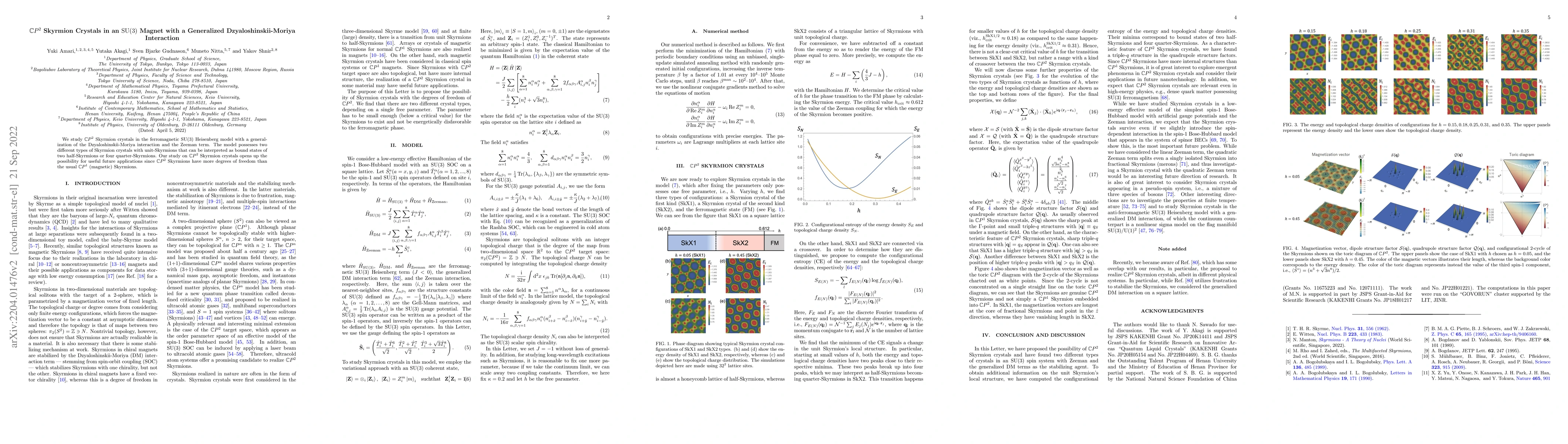 Thumbnail for $\mathbb{C}P^2$ Skyrmion Crystals in an SU(3) Magnet with a Generalized
  Dzyaloshinskii-Moriya Interaction