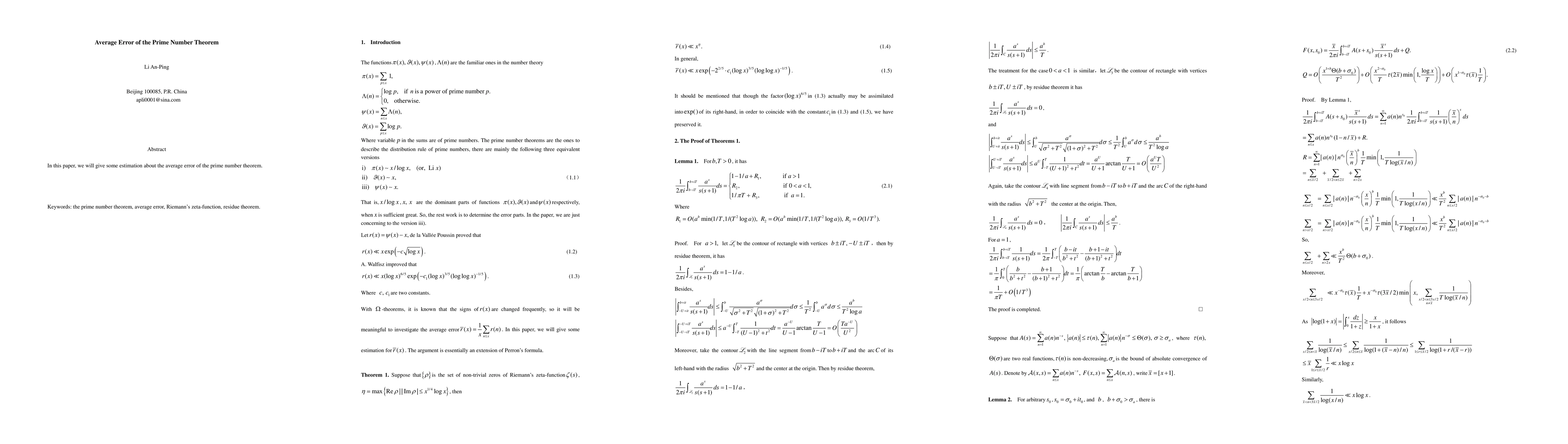 Thumbnail for Average Error of the Prime Number Theorem