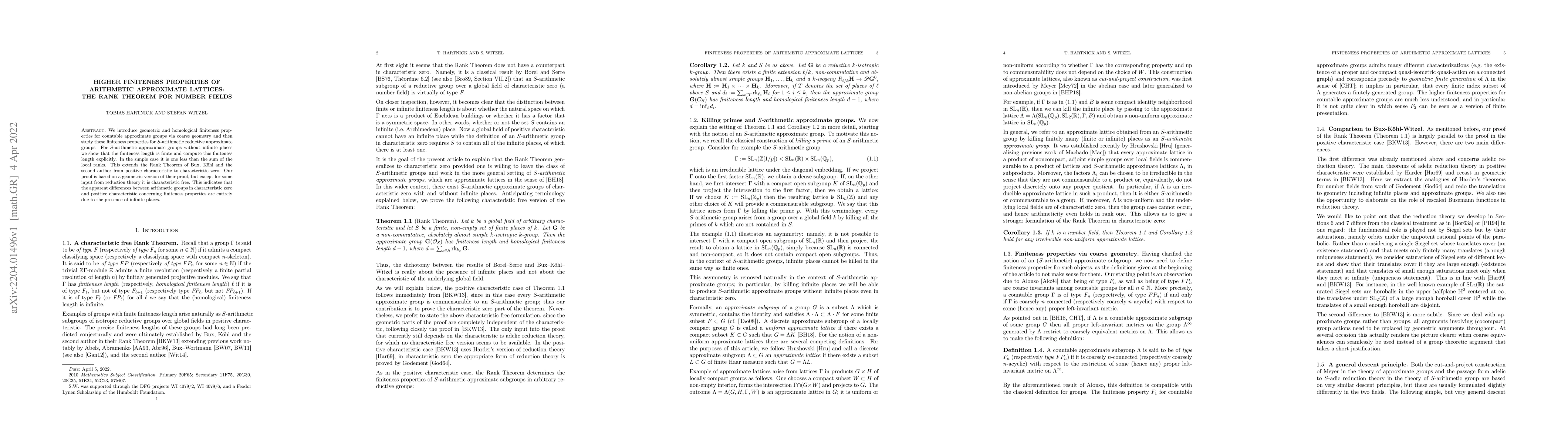 Thumbnail for Higher finiteness properties of arithmetic approximate lattices: The
  Rank Theorem for number fields