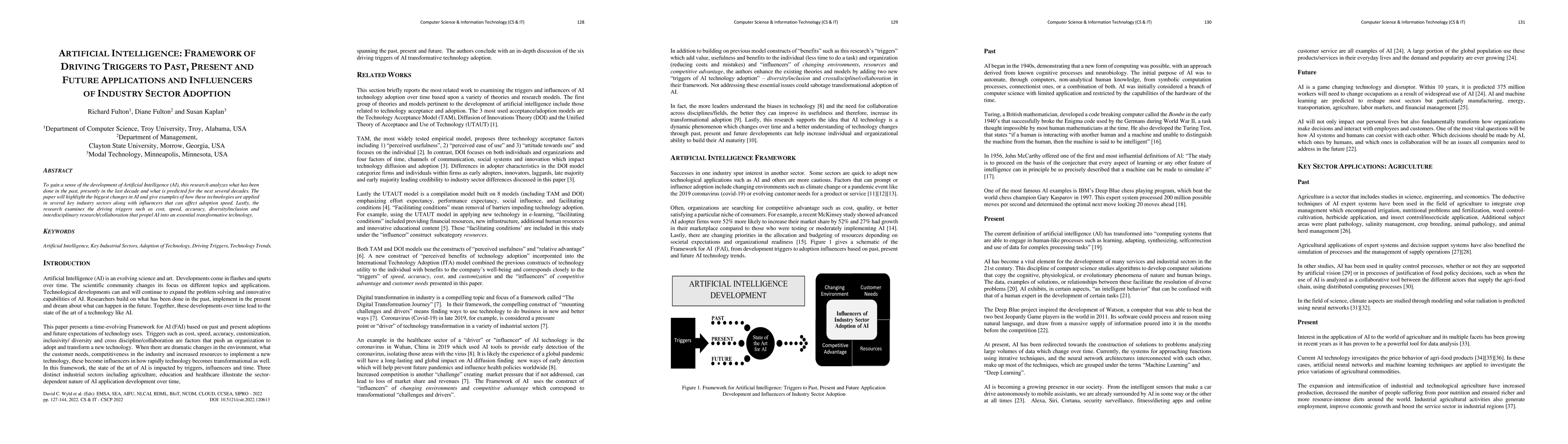 Thumbnail for Artificial Intelligence: Framework of driving triggers to past, present
  and future applications and influencers of industry sector adoption