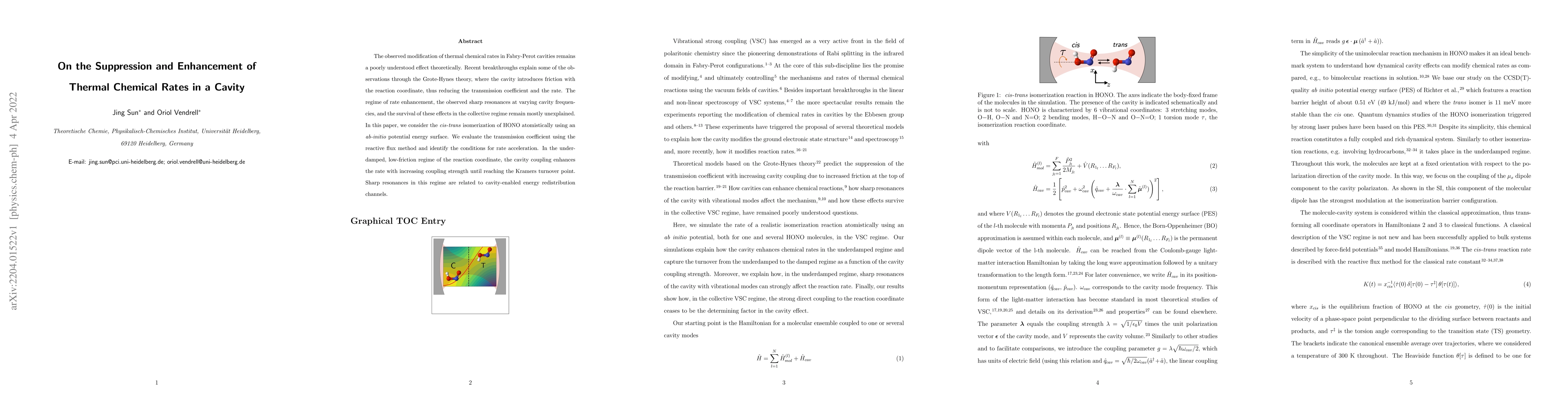 Thumbnail for On the Suppression and Enhancement of Thermal Chemical Rates in a Cavity