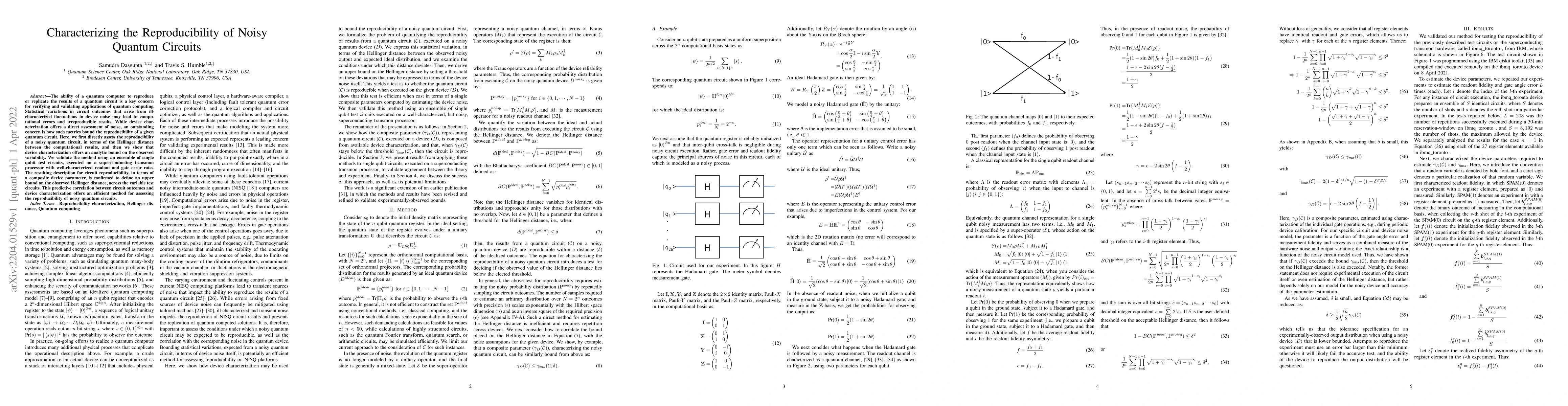 Thumbnail for Characterizing the Reproducibility of Noisy Quantum Circuits