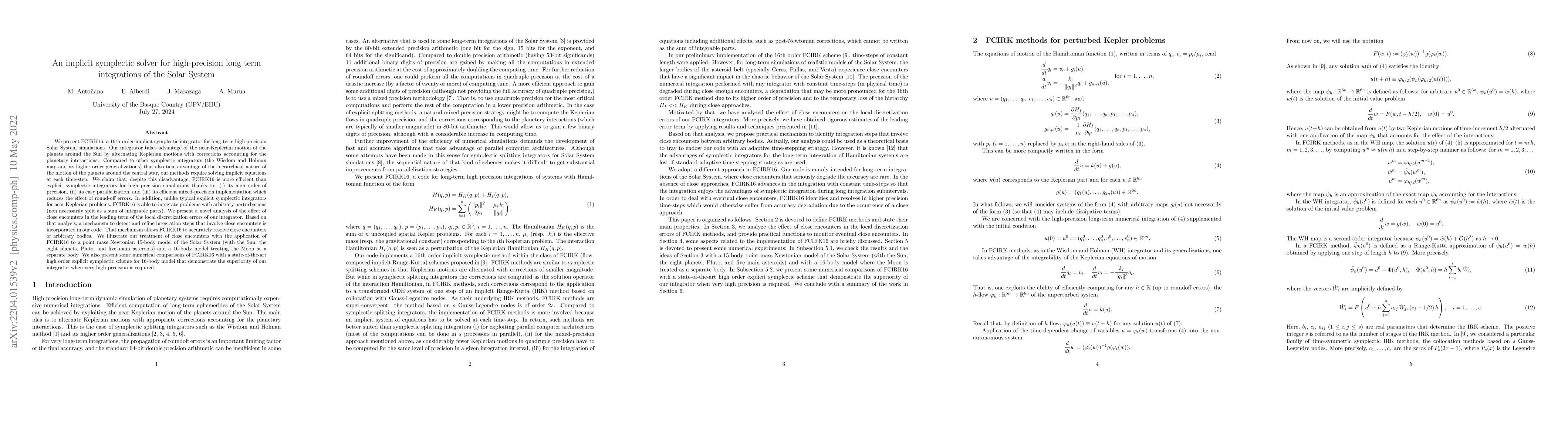 Thumbnail for An implicit symplectic solver for high-precision long term integrations
  of the Solar System