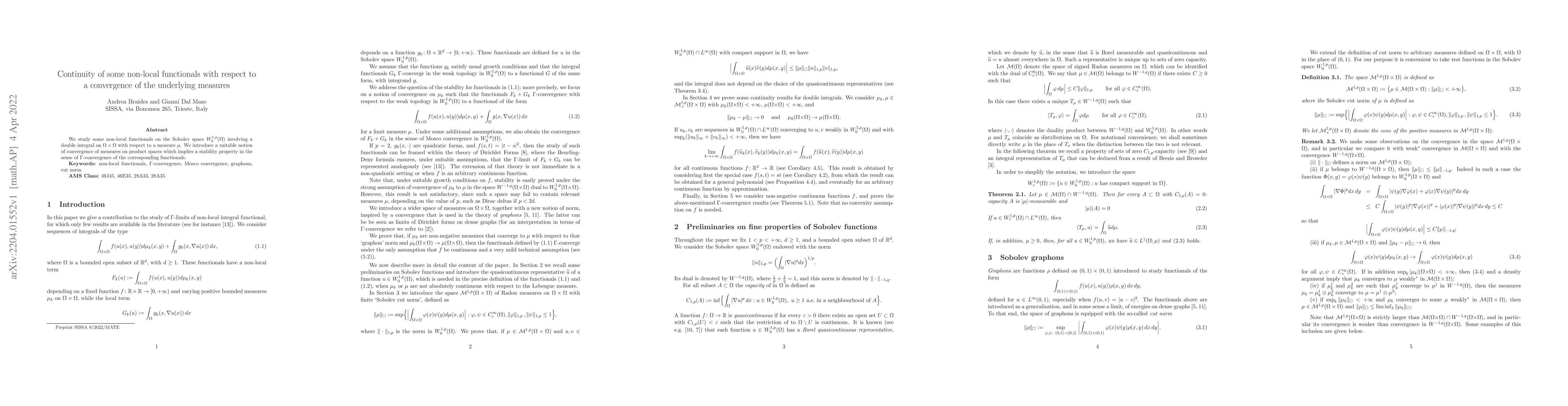 Thumbnail for Continuity of some non-local functionals with respect to a convergence
  of the underlying measures