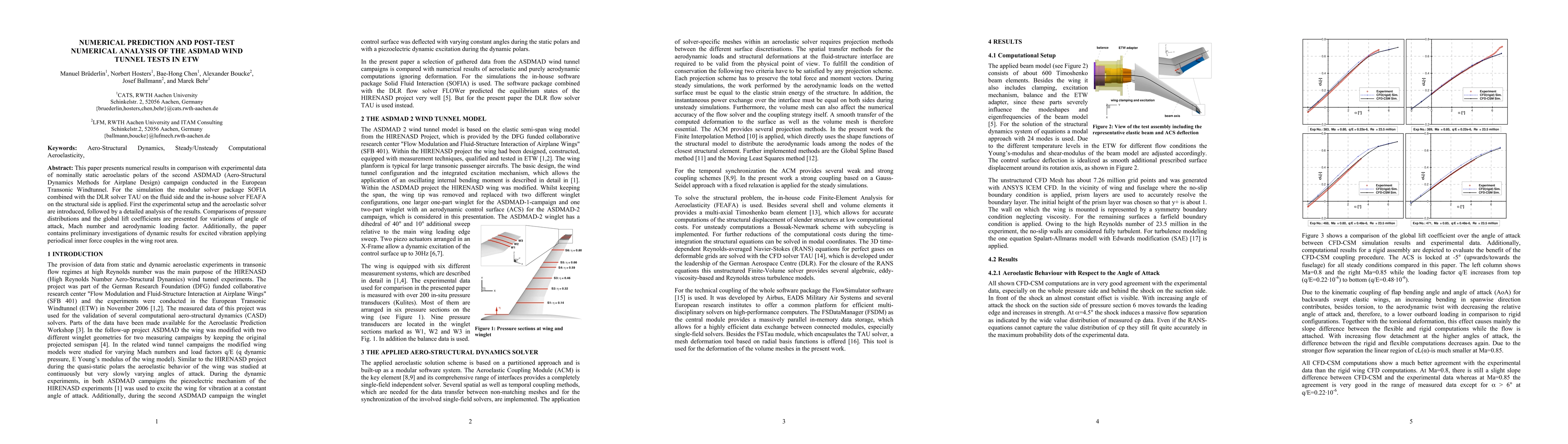 Thumbnail for Numerical Prediction and Post-Test Numerical Analysis of the ASDMAD Wind
  Tunnel Tests in ETW