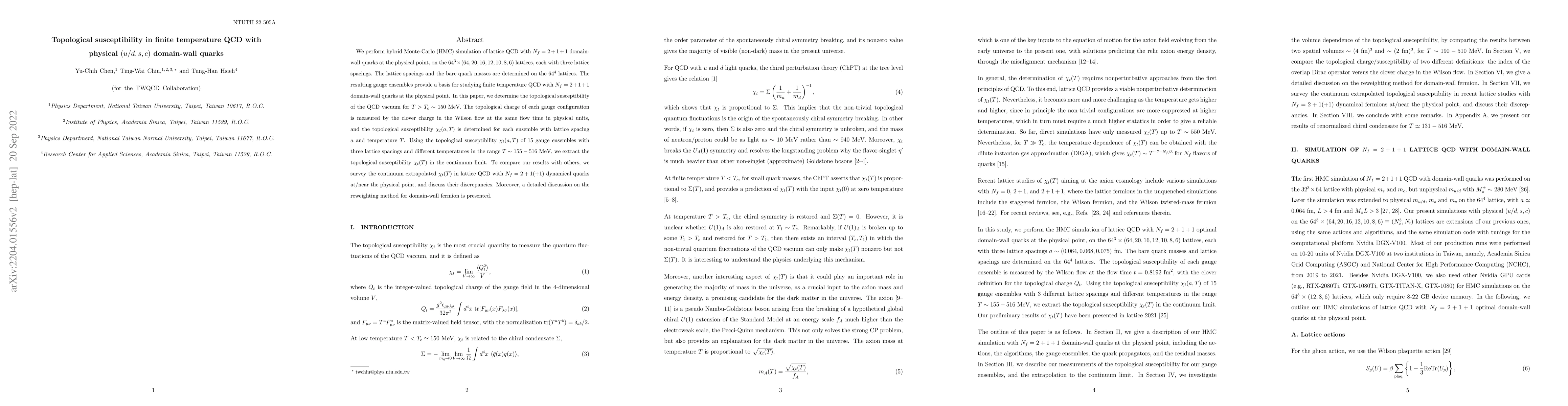 Thumbnail for Topological susceptibility in finite temperature QCD with physical
  $(u/d, s, c)$ domain-wall quarks