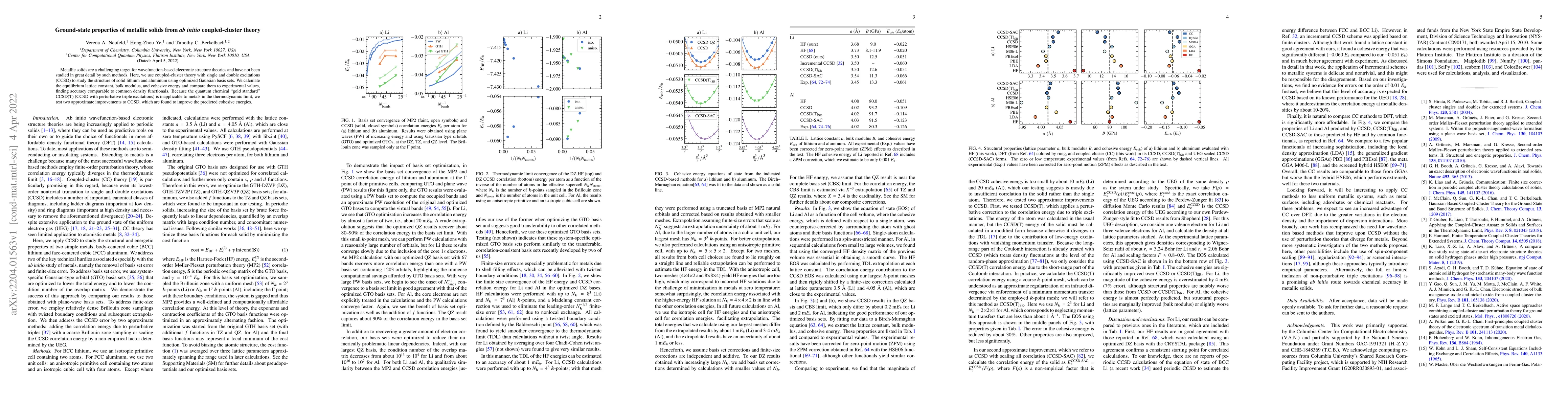Thumbnail for Ground-state properties of metallic solids from ab initio
  coupled-cluster theory