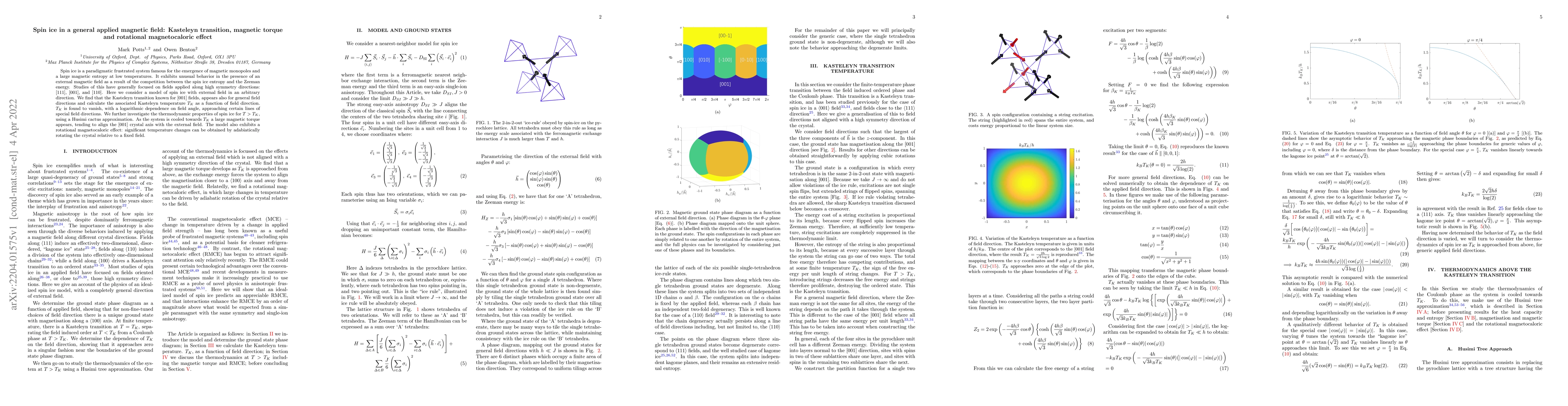 Thumbnail for Spin ice in a general applied magnetic field: Kasteleyn transition,
  magnetic torque and rotational magnetocaloric effect