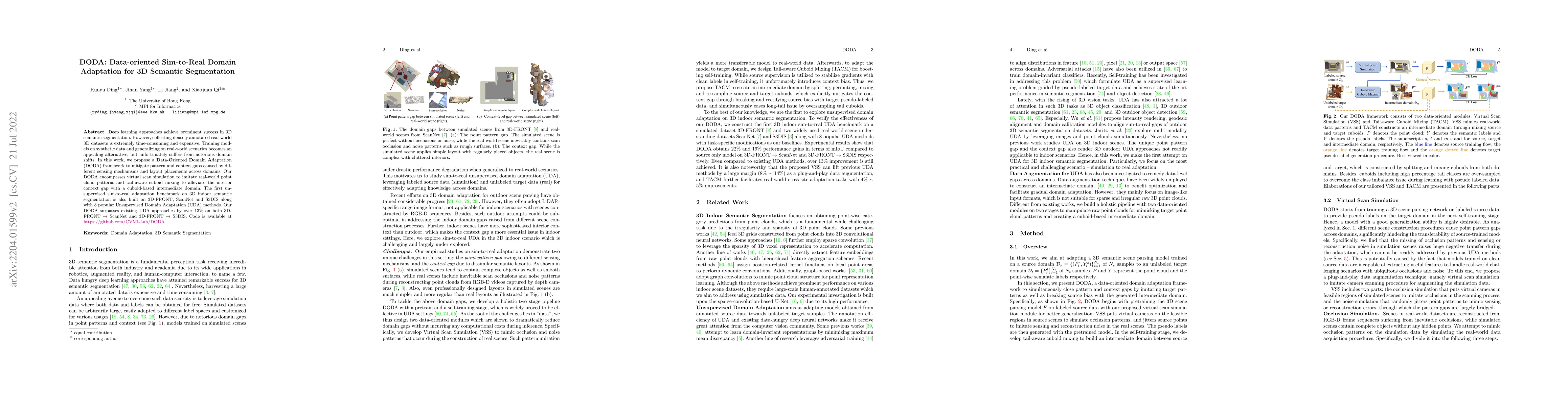 Thumbnail for DODA: Data-oriented Sim-to-Real Domain Adaptation for 3D Semantic
  Segmentation