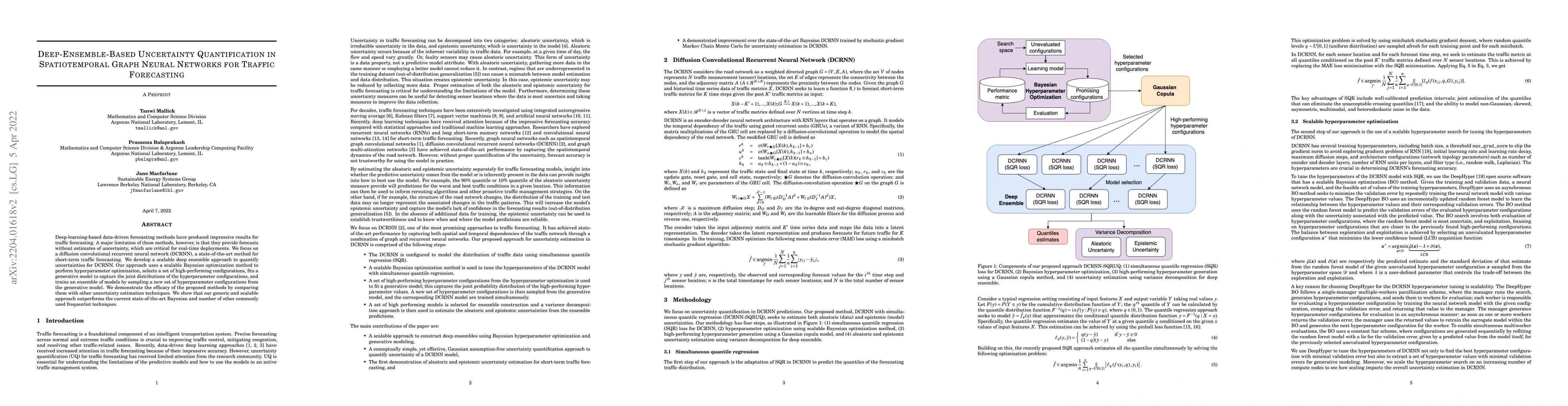 Thumbnail for Deep-Ensemble-Based Uncertainty Quantification in Spatiotemporal Graph
  Neural Networks for Traffic Forecasting