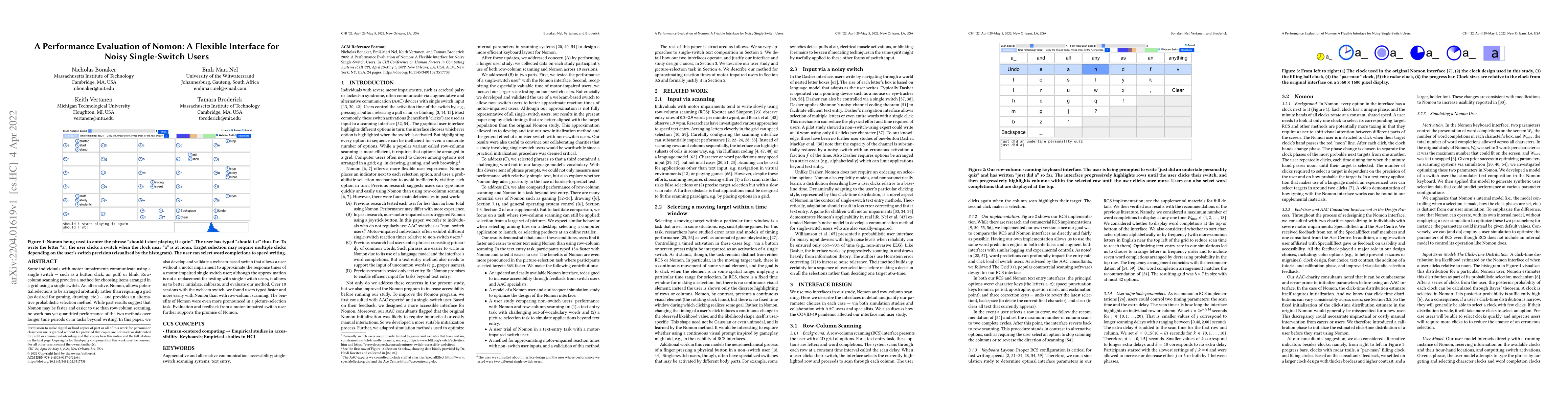 Thumbnail for A Performance Evaluation of Nomon: A Flexible Interface for Noisy
  Single-Switch Users