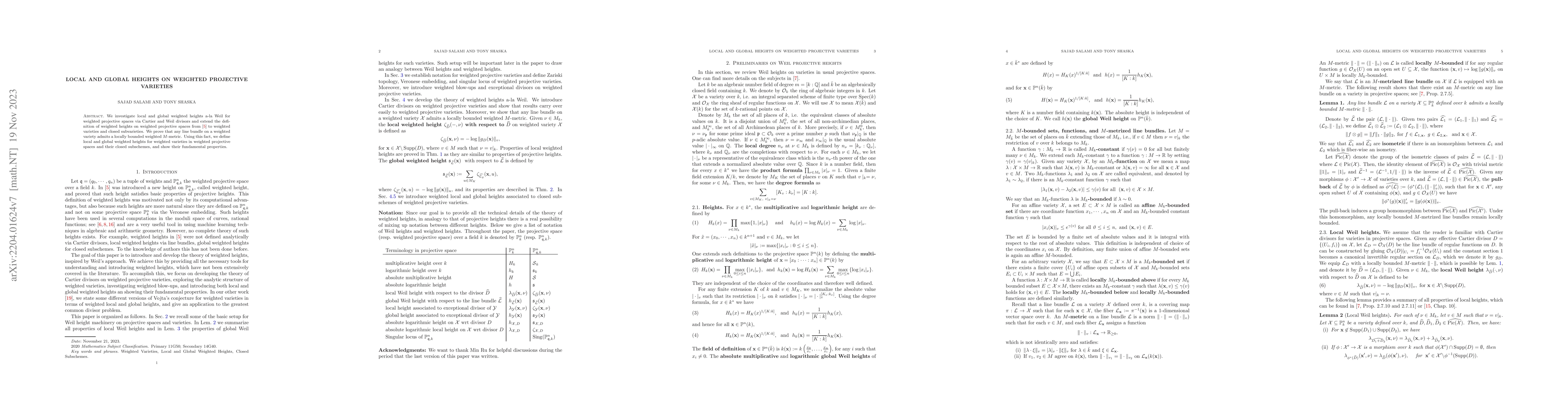 Thumbnail for Local and Global Heights on Weighted Projective Varieties