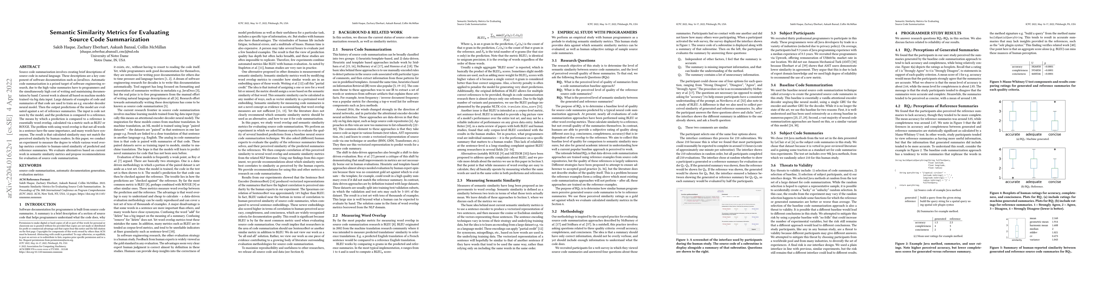 Thumbnail for Semantic Similarity Metrics for Evaluating Source Code Summarization