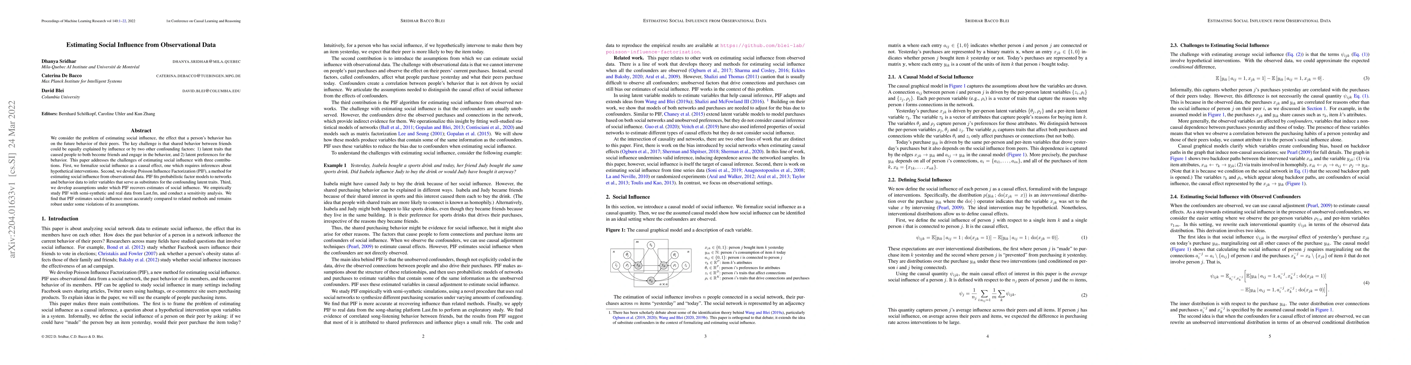 Thumbnail for Estimating Social Influence from Observational Data