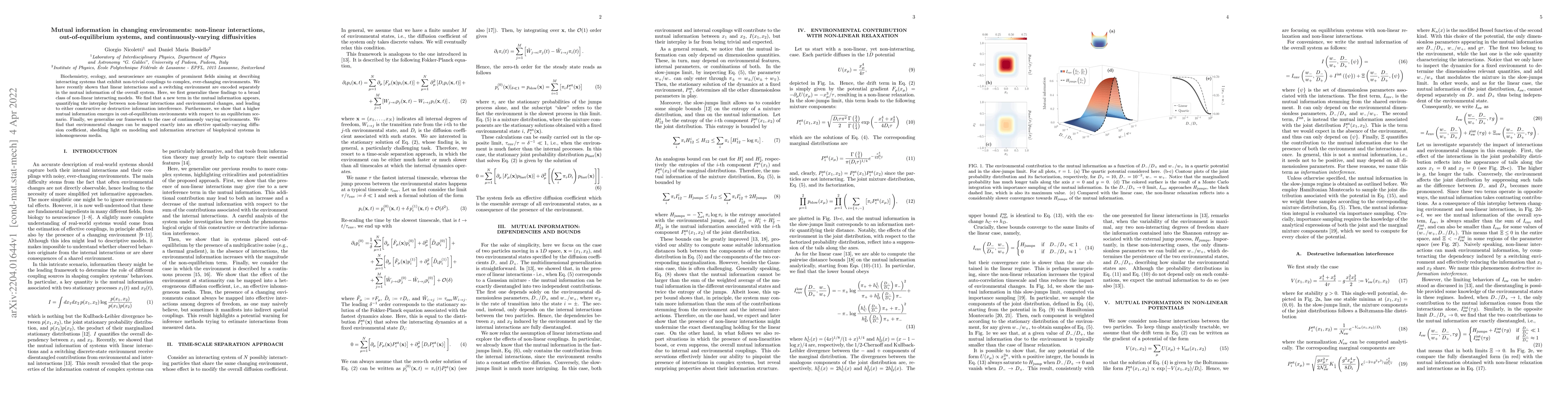 Thumbnail for Mutual information in changing environments: non-linear interactions,
  out-of-equilibrium systems, and continuously-varying diffusivities