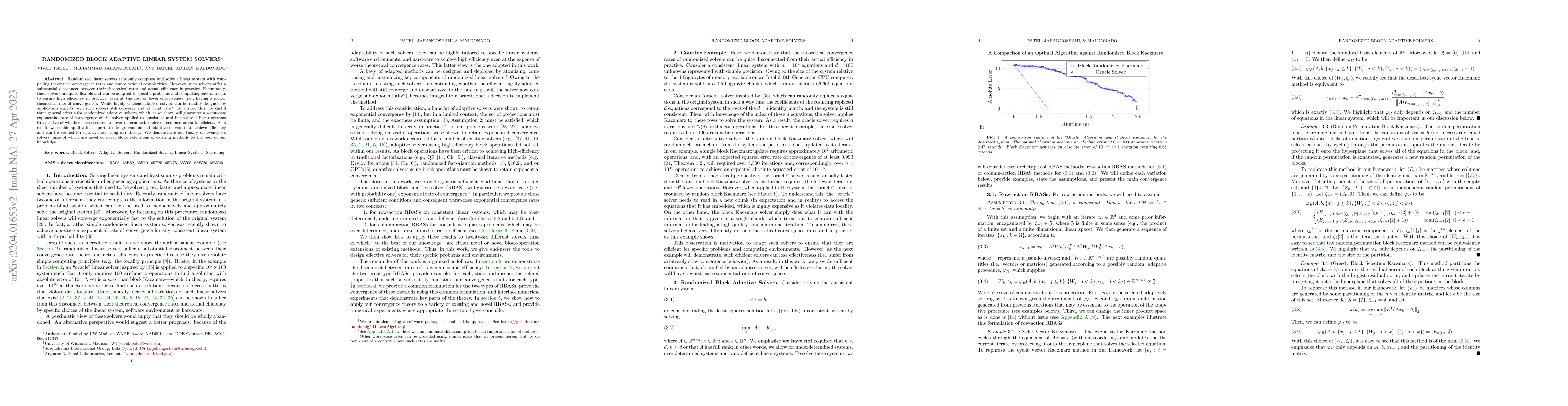 Thumbnail for Randomized Block Adaptive Linear System Solvers