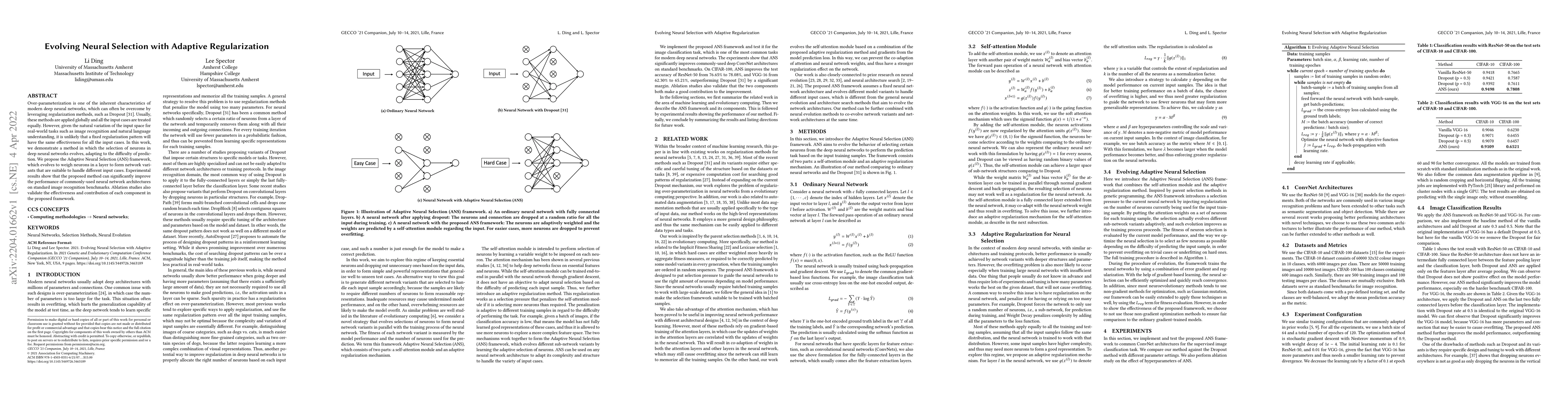 Thumbnail for Evolving Neural Selection with Adaptive Regularization
