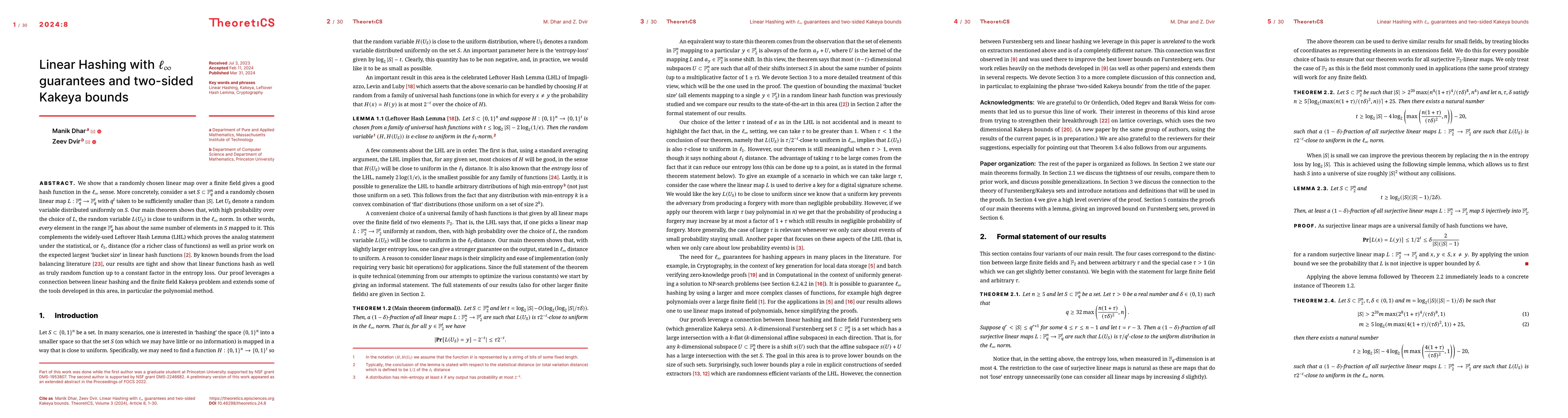 Thumbnail for Linear Hashing with $\ell_\infty$ guarantees and two-sided Kakeya bounds