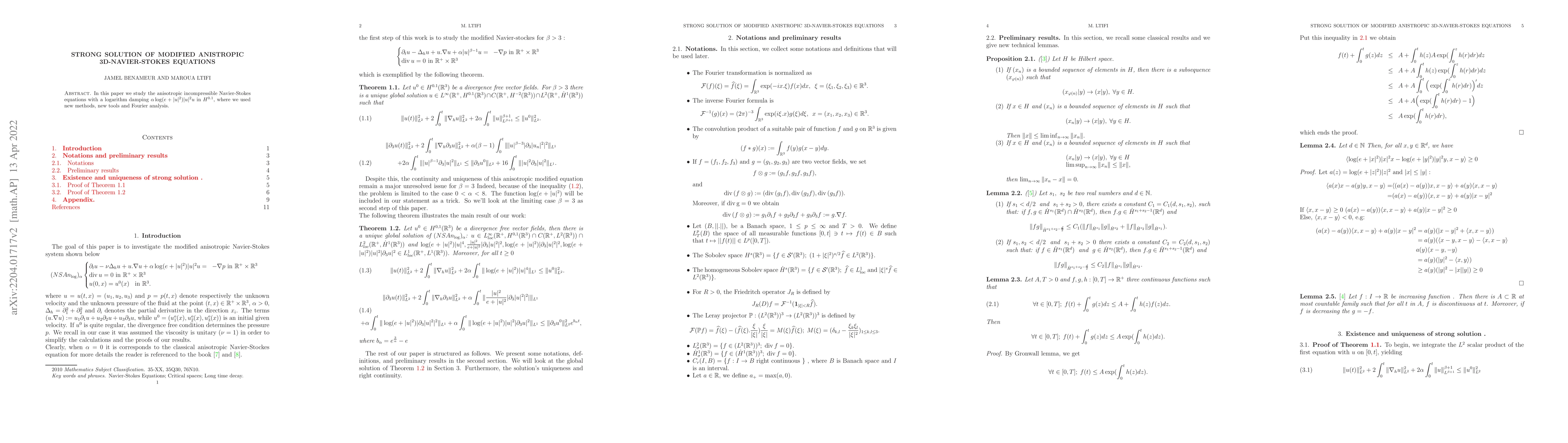 Thumbnail for Strong Solution of Modified Anistropic 3D-Navier-Stokes Equations