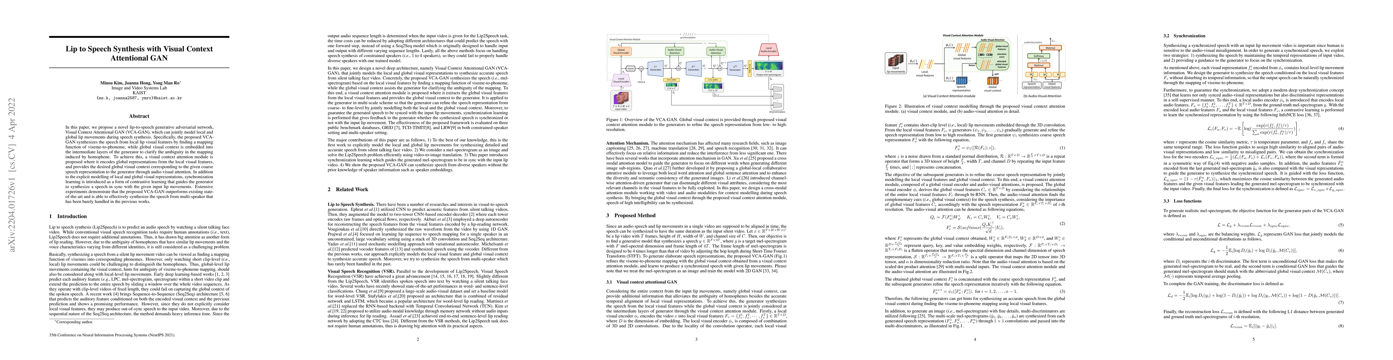 Thumbnail for Lip to Speech Synthesis with Visual Context Attentional GAN