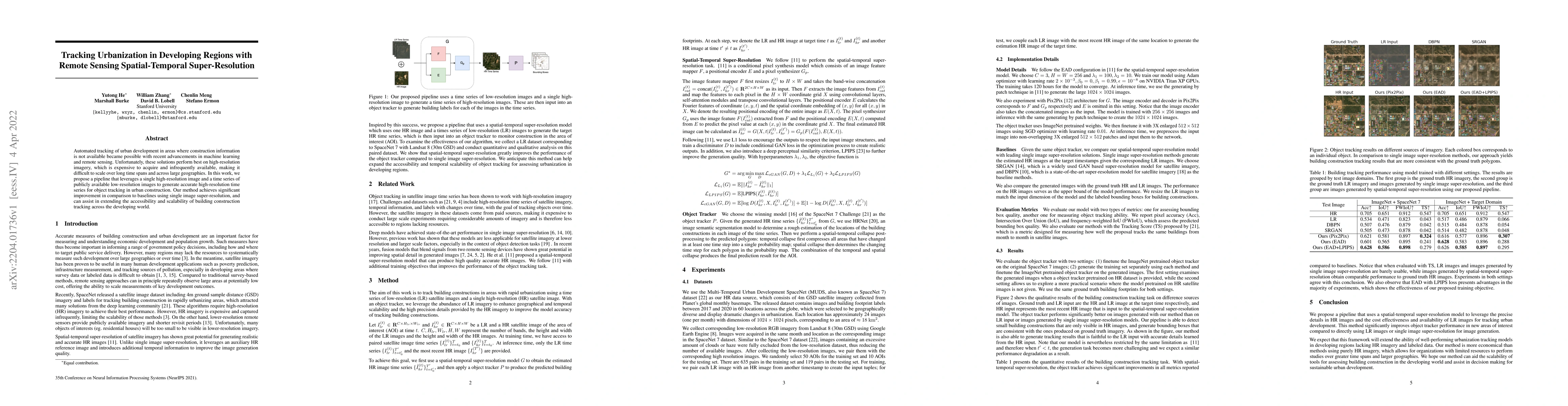 Thumbnail for Tracking Urbanization in Developing Regions with Remote Sensing
  Spatial-Temporal Super-Resolution