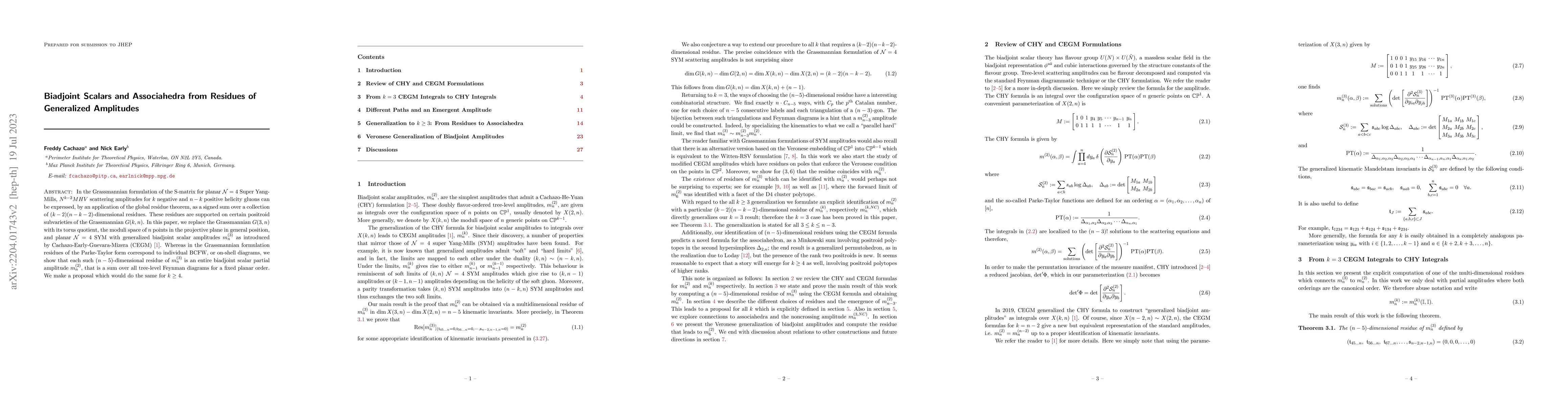 Thumbnail for Biadjoint Scalars and Associahedra from Residues of Generalized
  Amplitudes