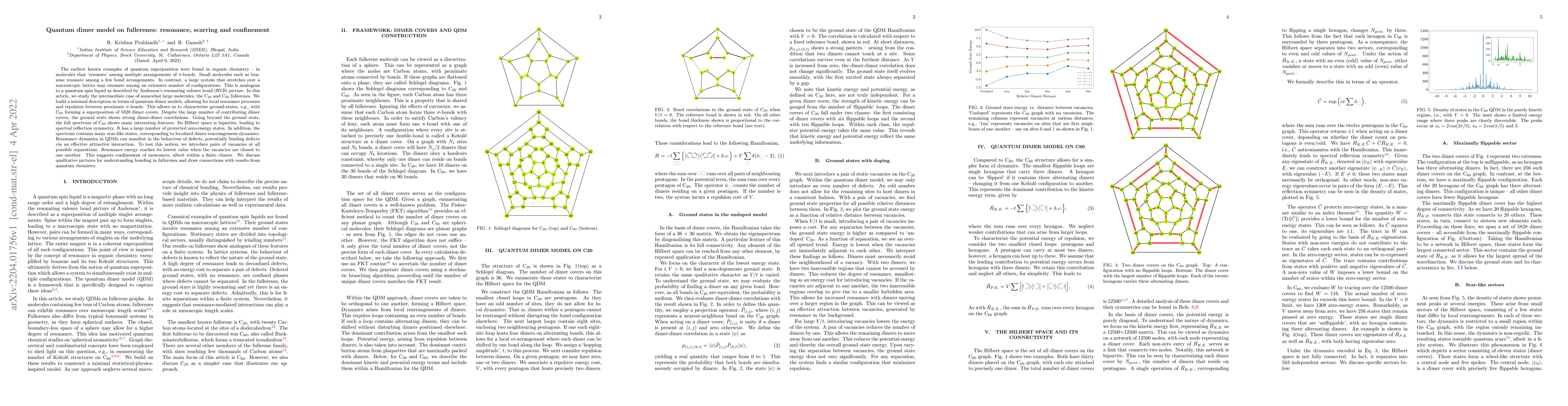 Thumbnail for Quantum dimer model on fullerenes: resonance, scarring and confinement