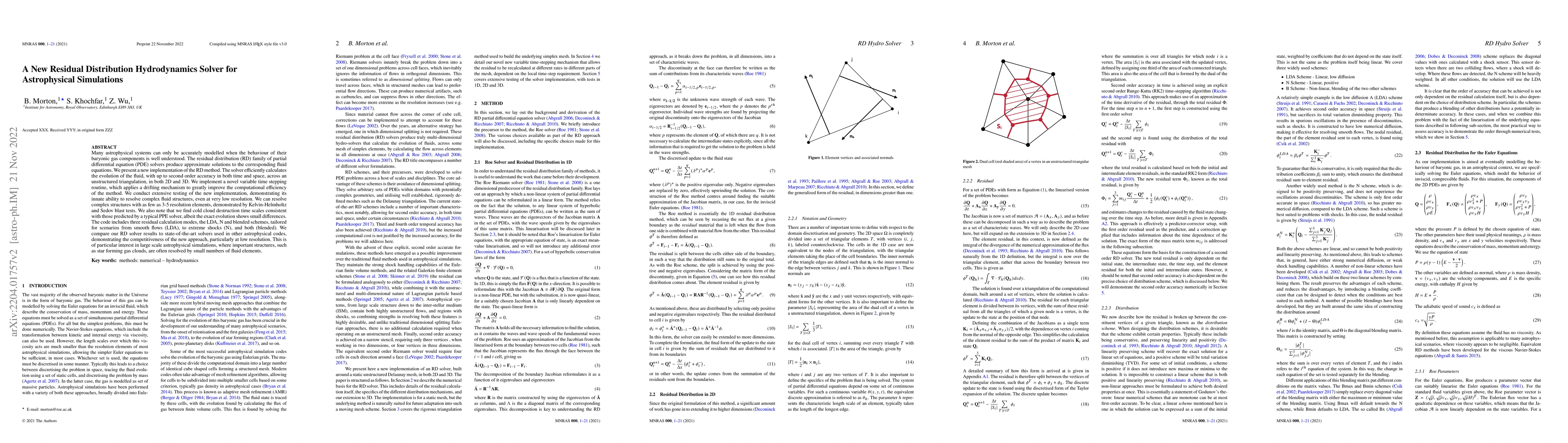 Thumbnail for A New Residual Distribution Hydrodynamics Solver for Astrophysical
  Simulations