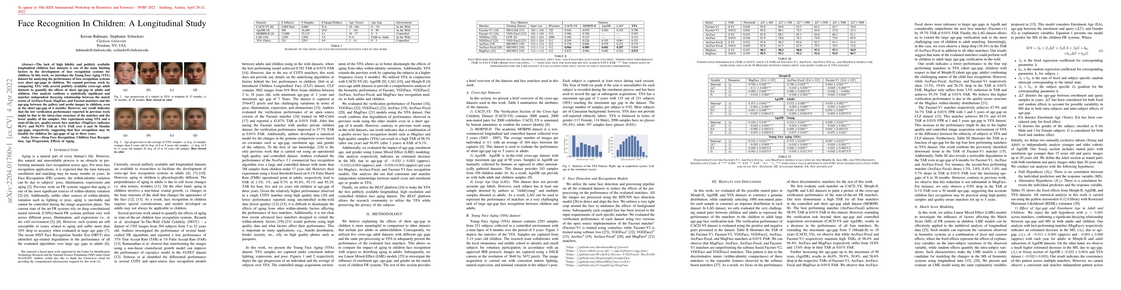 Thumbnail for Face Recognition In Children: A Longitudinal Study