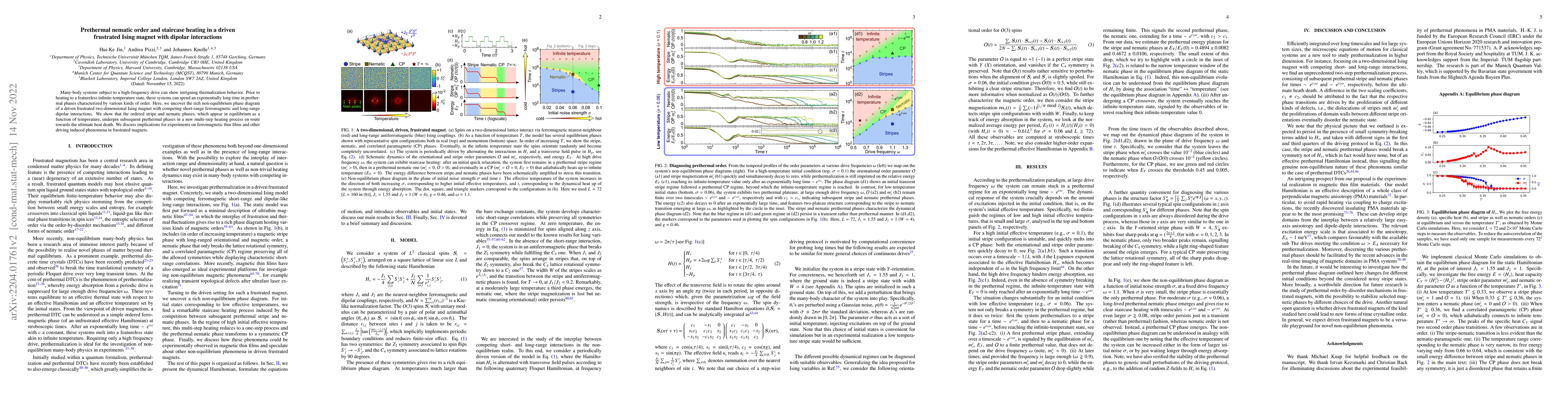 Thumbnail for Prethermal nematic order and staircase heating in a driven frustrated
  Ising magnet with dipolar interactions