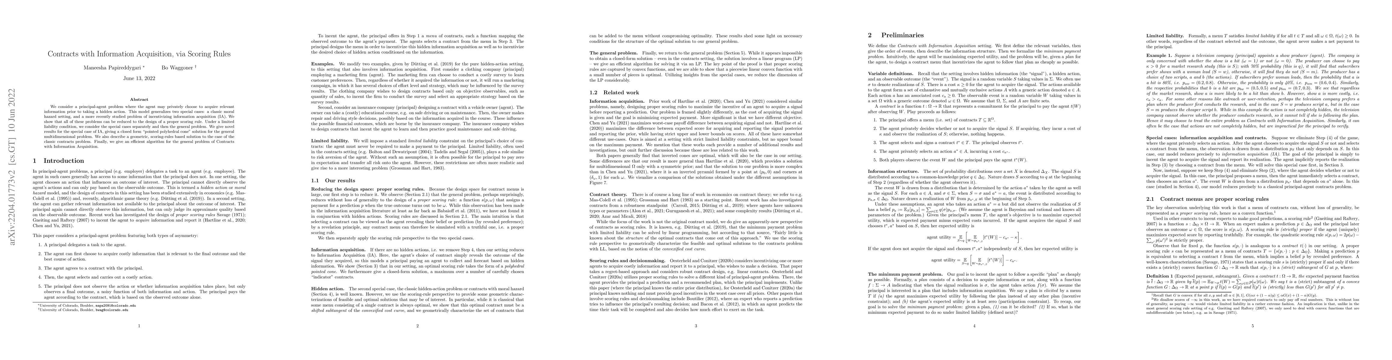 Thumbnail for Contracts with Information Acquisition, via Scoring Rules
