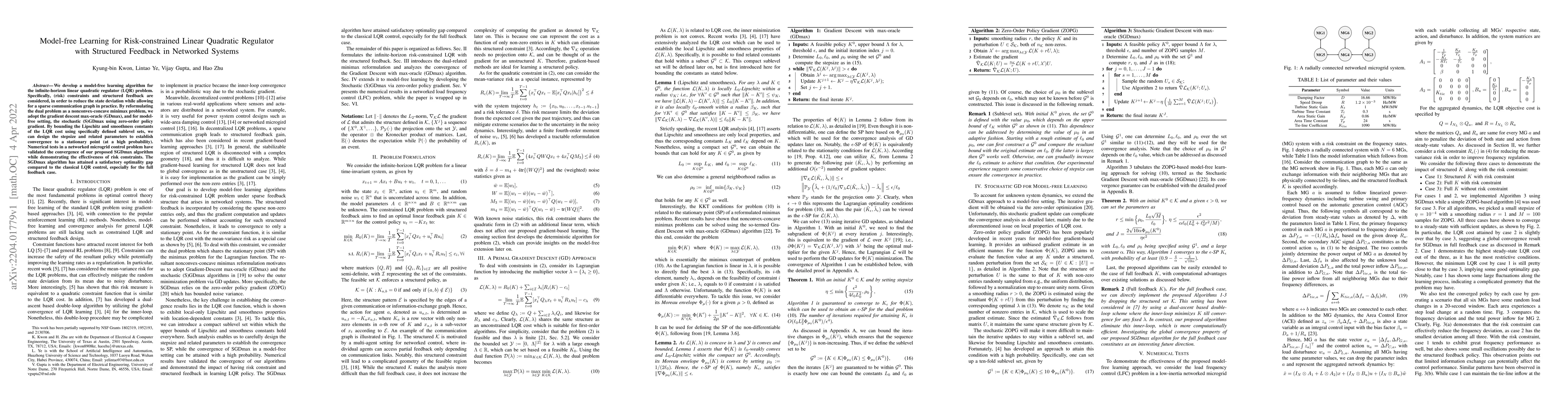 Thumbnail for Model-free Learning for Risk-constrained Linear Quadratic Regulator with
  Structured Feedback in Networked Systems