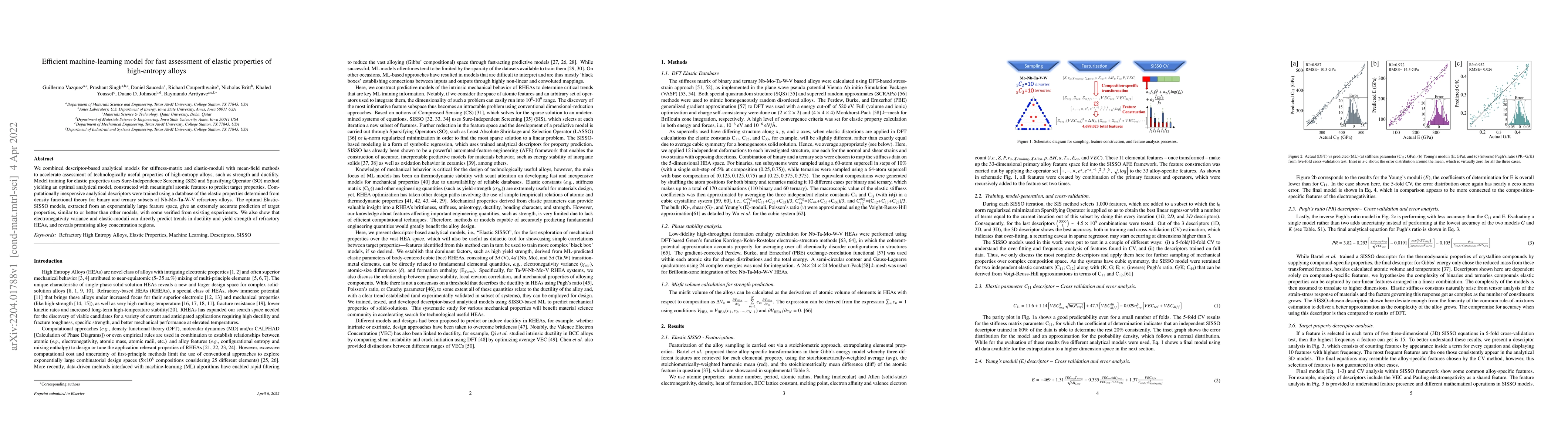 Thumbnail for Efficient machine-learning model for fast assessment of elastic
  properties of high-entropy alloys