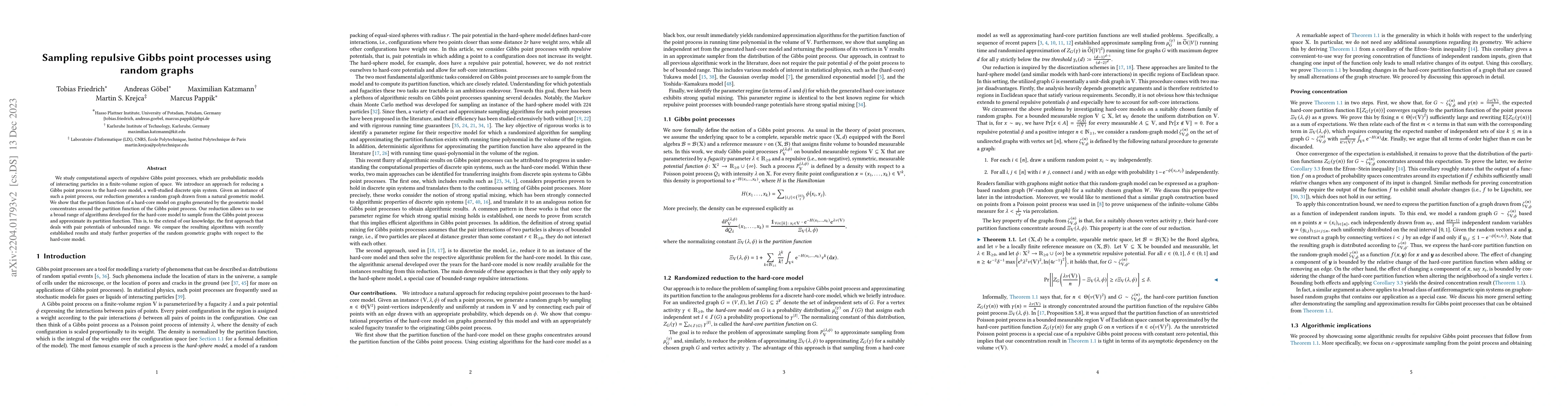 Thumbnail for Using random graphs to sample repulsive Gibbs point processes with
  arbitrary-range potentials