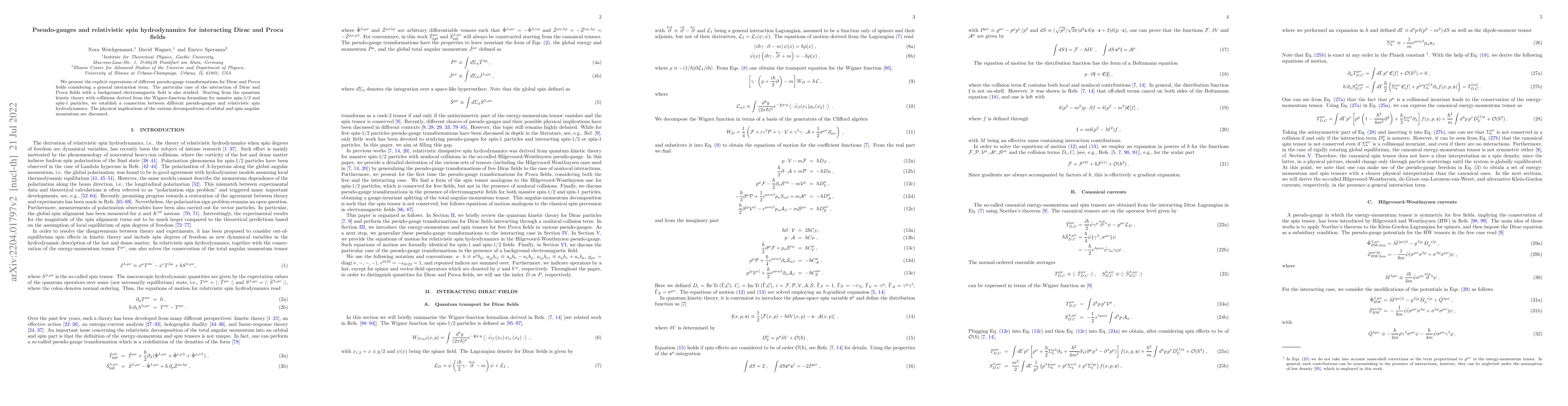 Thumbnail for Pseudo-gauges and relativistic spin hydrodynamics for interacting Dirac
  and Proca fields
