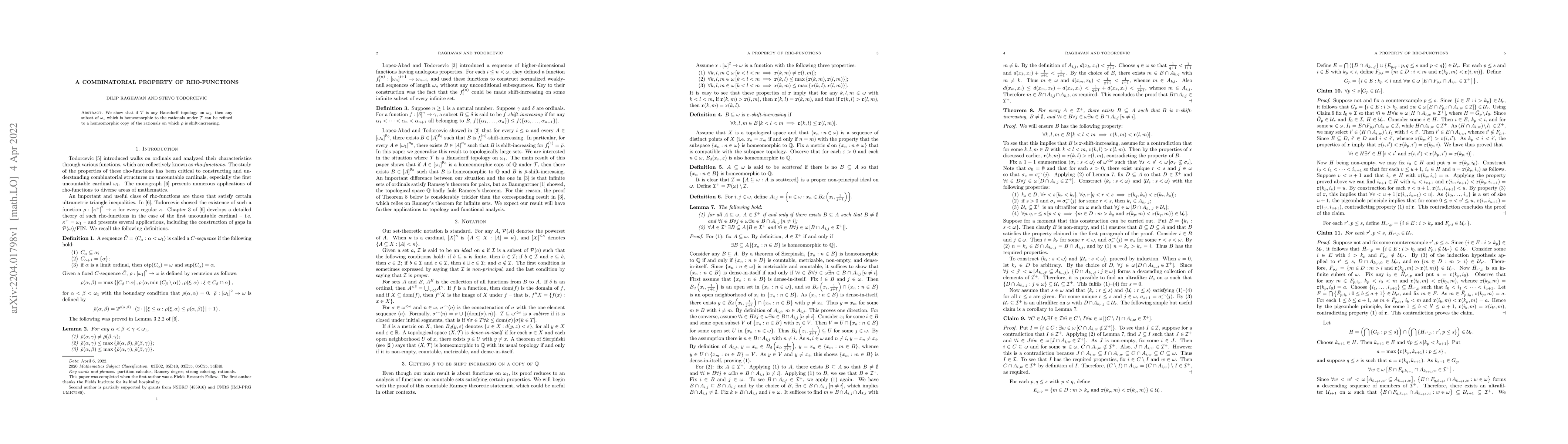 Thumbnail for A combinatorial property of rho-functions
