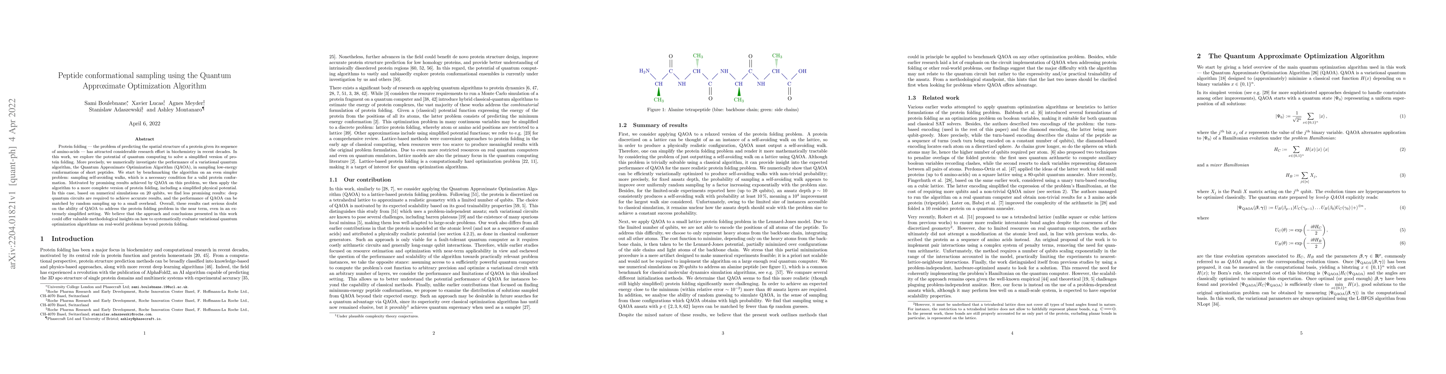 Thumbnail for Peptide conformational sampling using the Quantum Approximate
  Optimization Algorithm