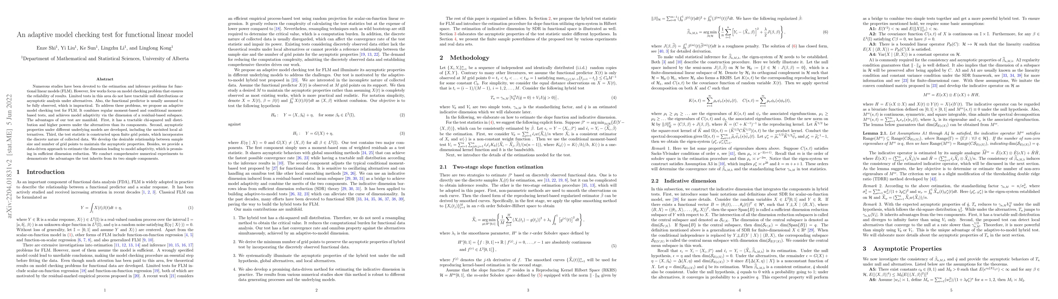 Thumbnail for An adaptive model checking test for functional linear model