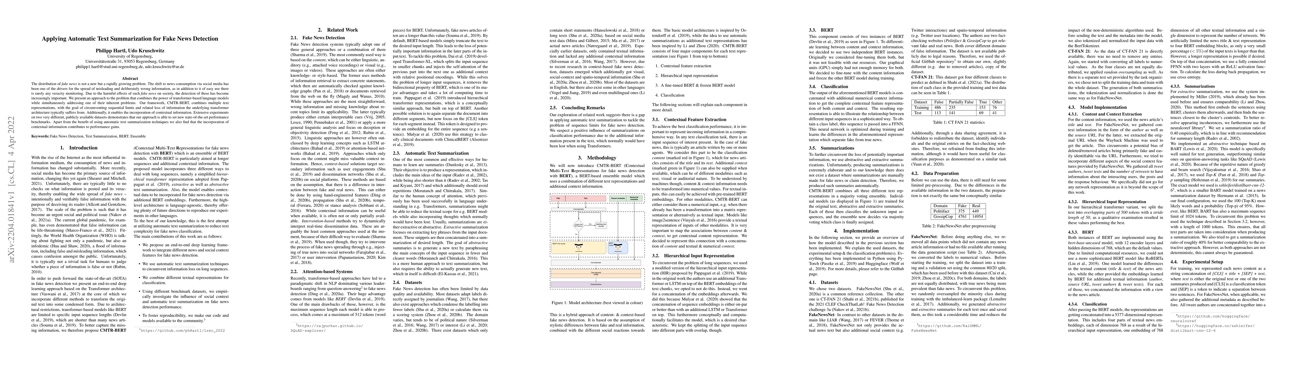 Thumbnail for Applying Automatic Text Summarization for Fake News Detection