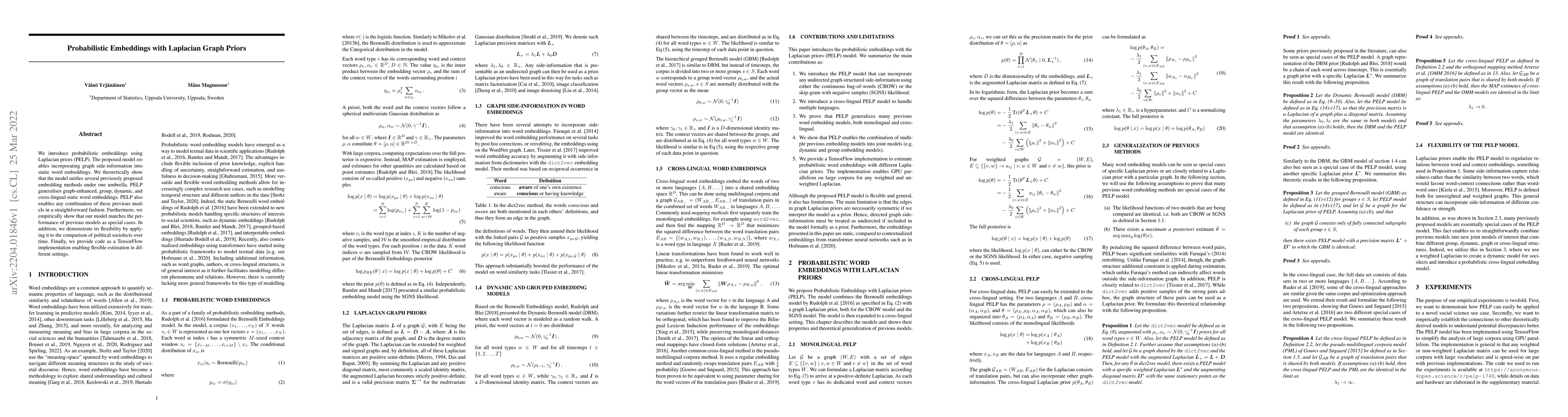 Thumbnail for Probabilistic Embeddings with Laplacian Graph Priors
