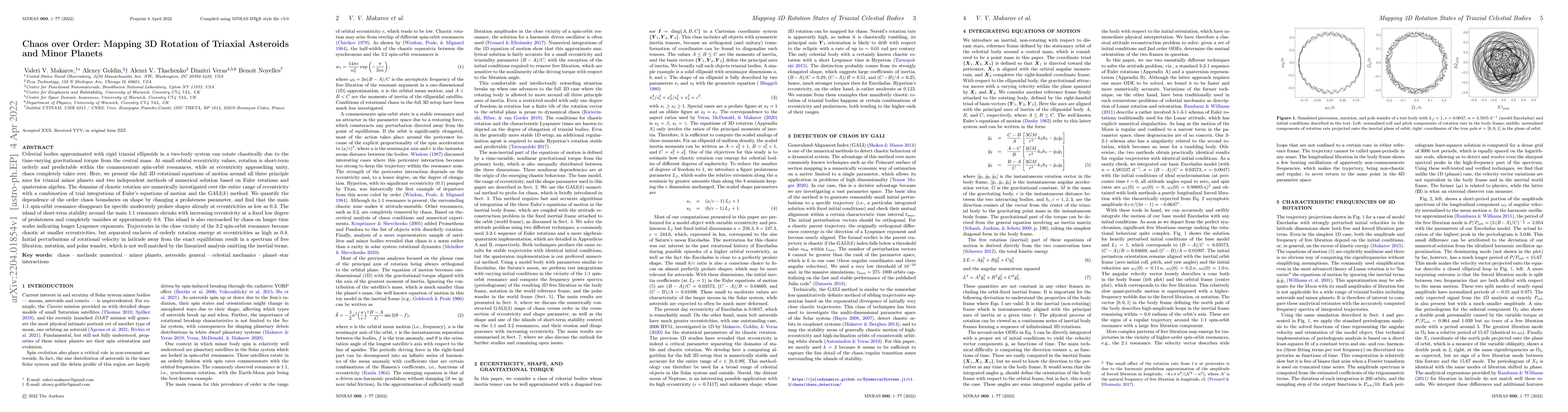 Thumbnail for Chaos over Order: Mapping 3D Rotation of Triaxial Asteroids and Minor
  Planets