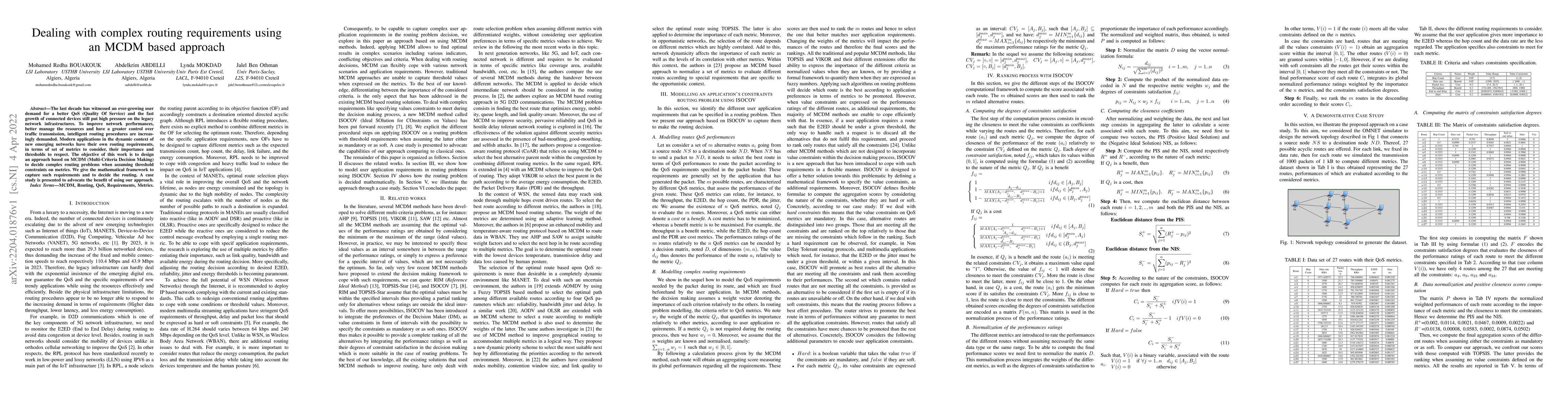 Thumbnail for Dealing with complex routing requirements using an MCDM based approach