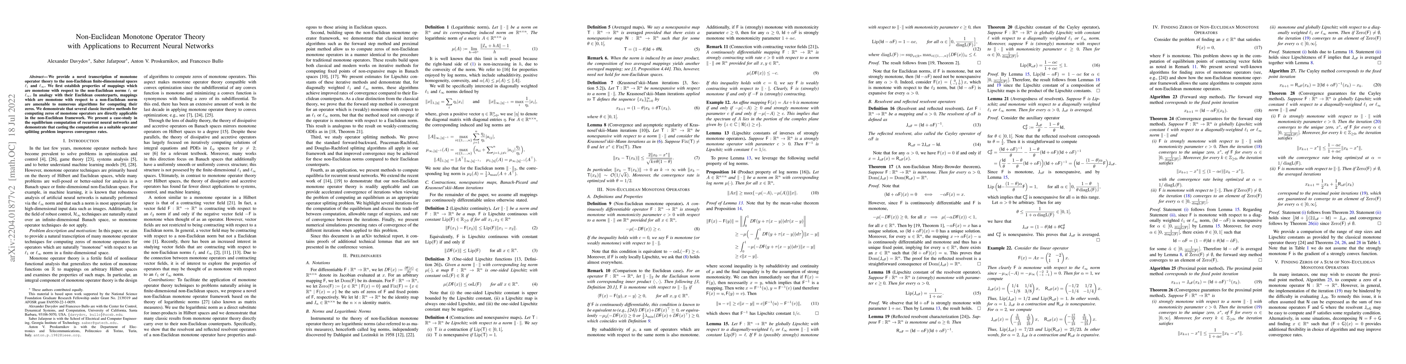 Thumbnail for Non-Euclidean Monotone Operator Theory with Applications to Recurrent
  Neural Networks