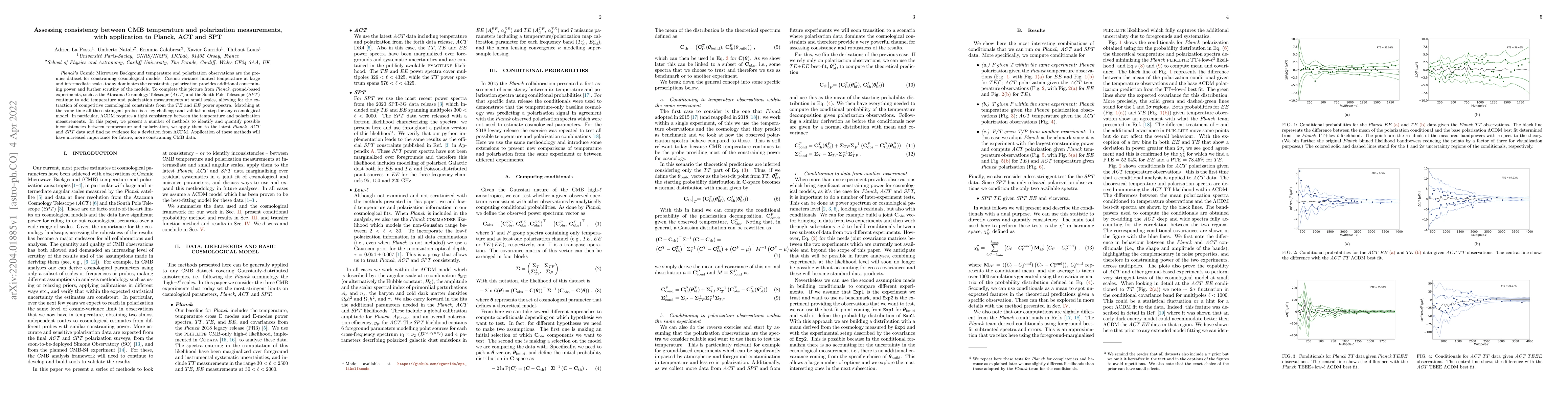 Thumbnail for Assessing consistency between CMB temperature and polarization
  measurements, with application to Planck, ACT and SPT