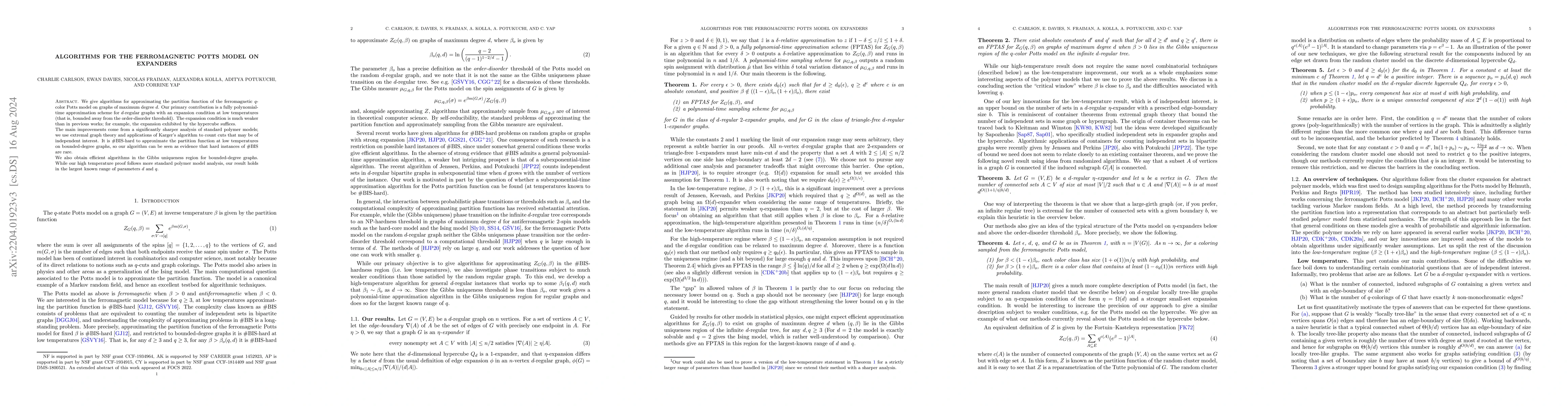 Thumbnail for Algorithms for the ferromagnetic Potts model on expanders