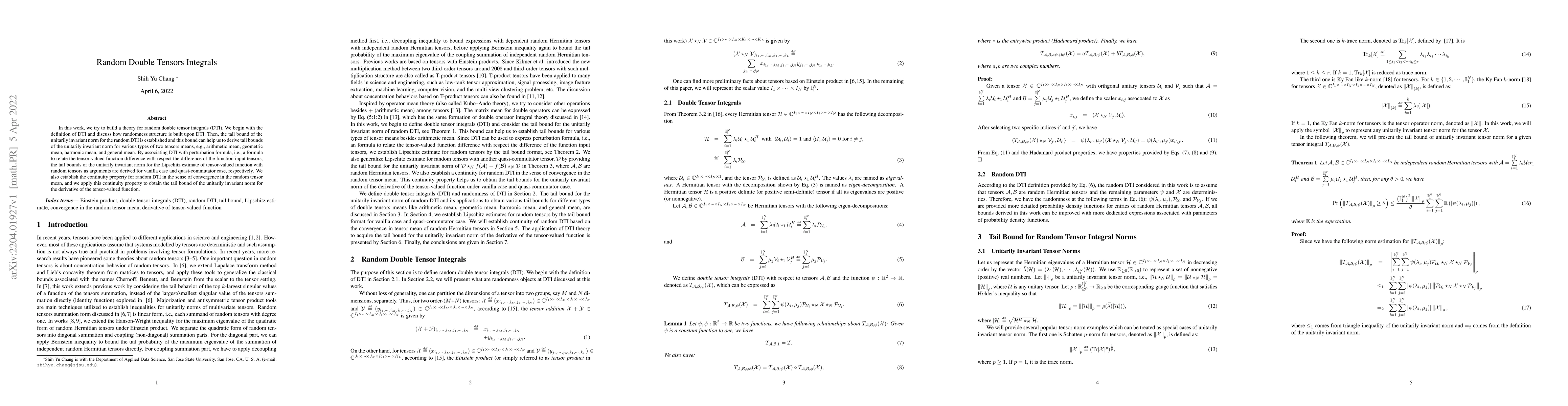 Thumbnail for Random Double Tensors Integrals