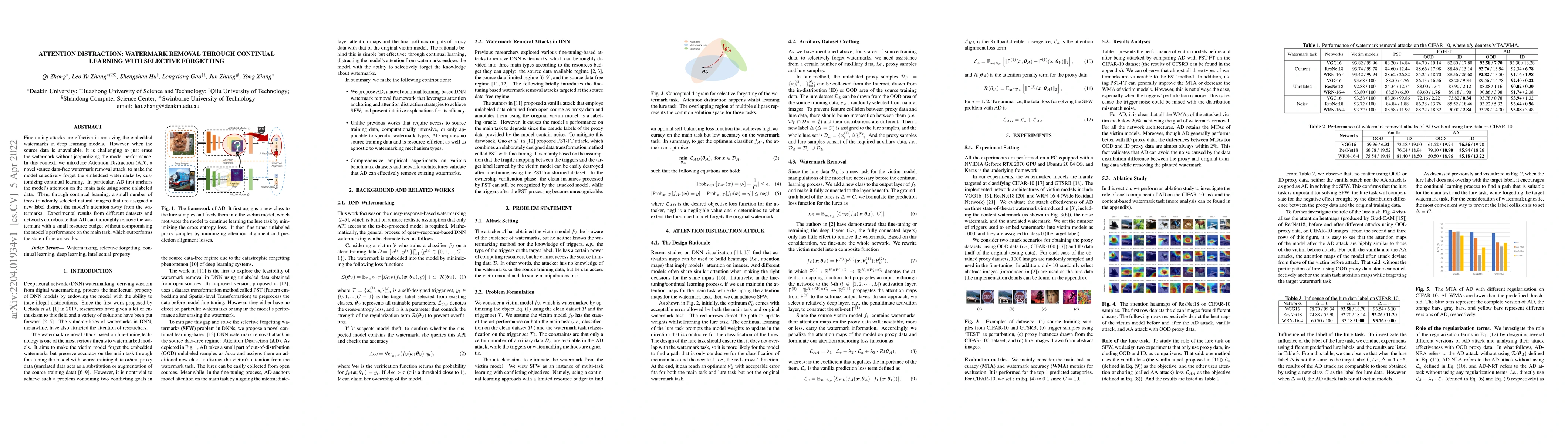 Thumbnail for Attention Distraction: Watermark Removal Through Continual Learning with
  Selective Forgetting
